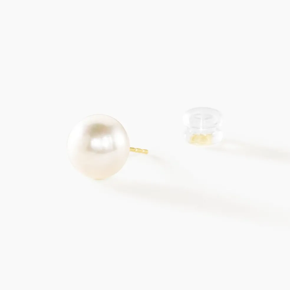 Boucles D'oreilles Puces Ursulina Or Jaune Perle De Culture