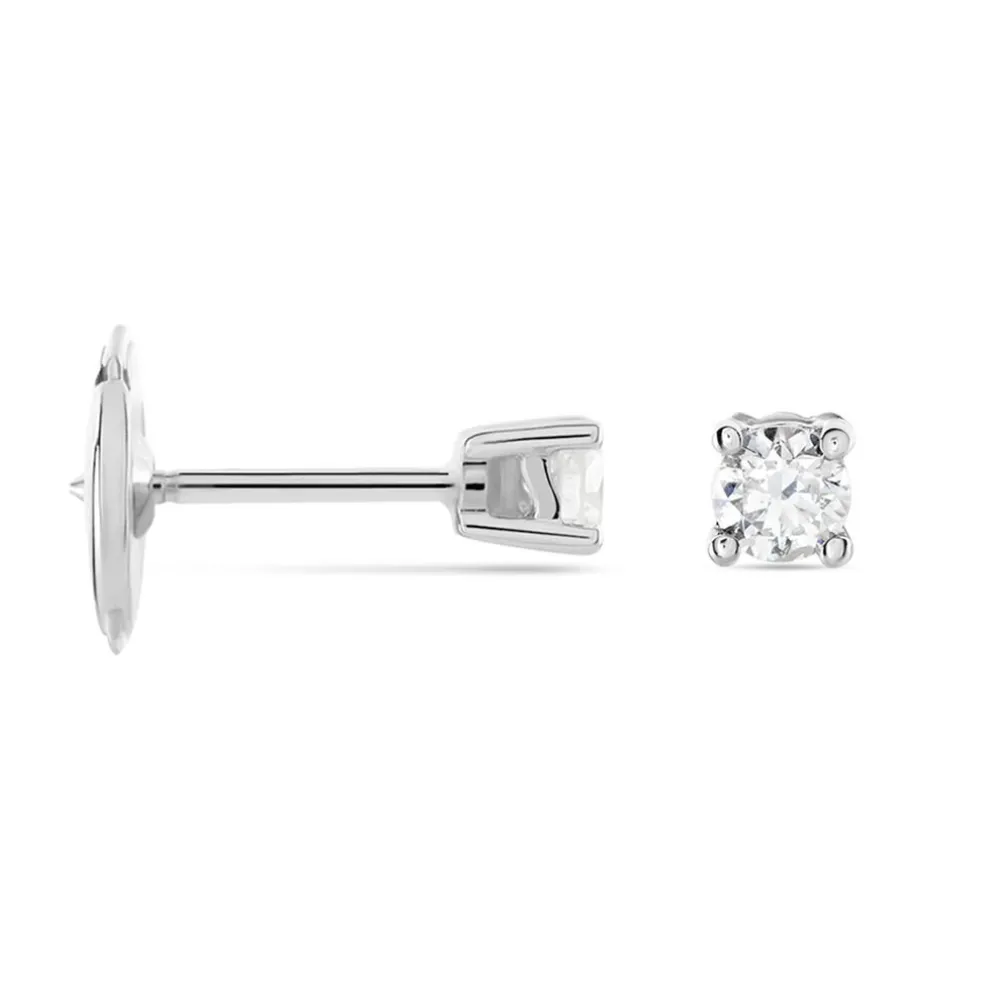 Boucles D'oreilles Puces Victoria Or Blanc Diamant