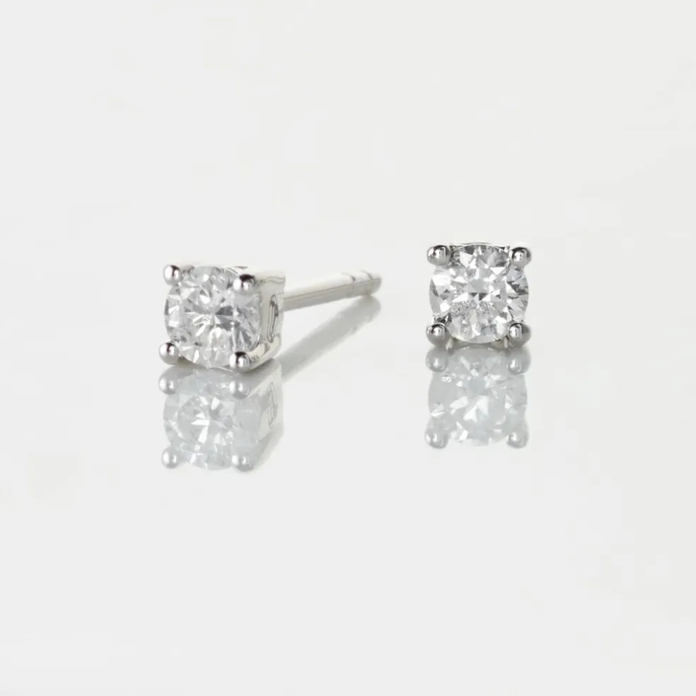 Boucles D'oreilles Puces Victoria Or Blanc Diamant