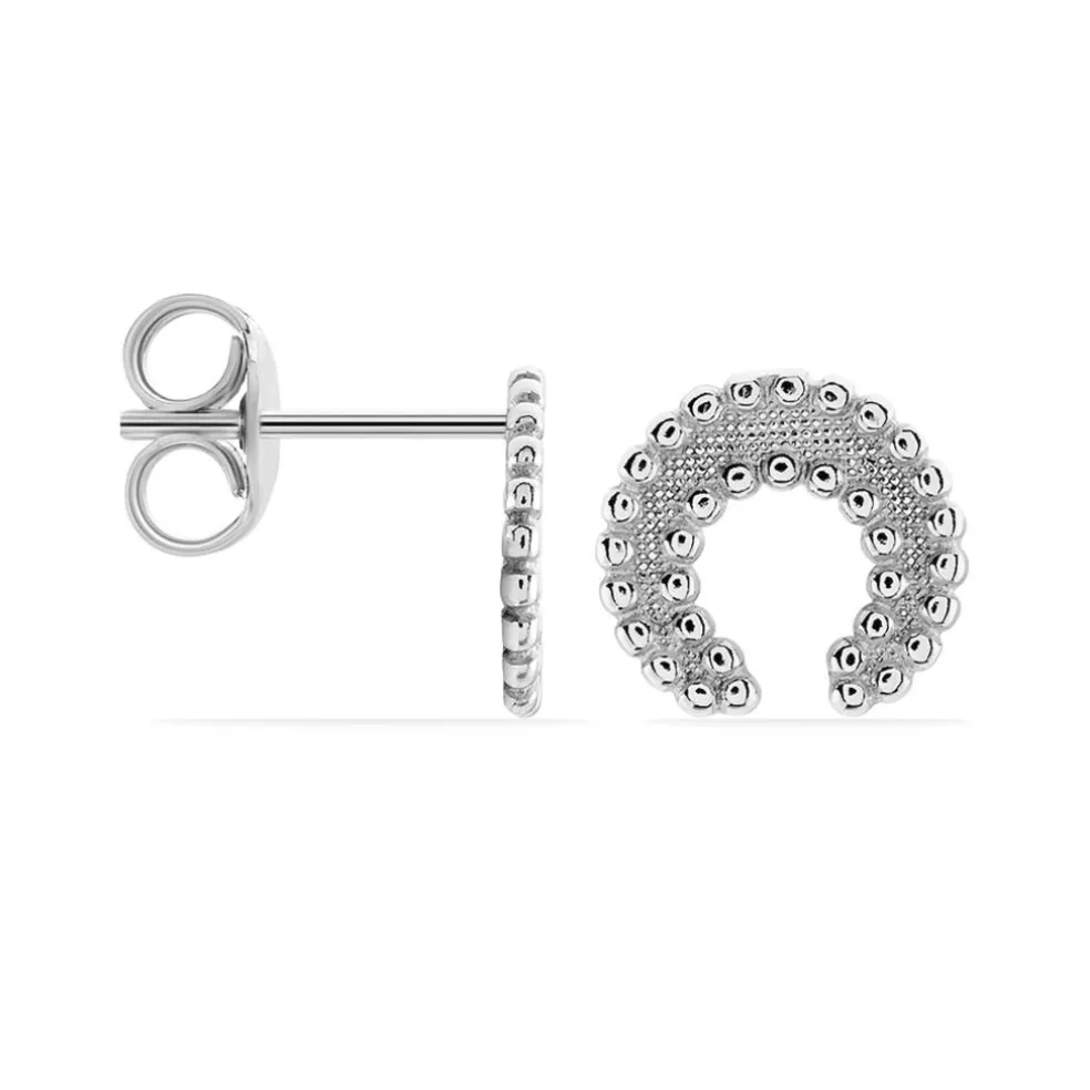 Boucles D'oreilles Puces Vaea Argent Blanc