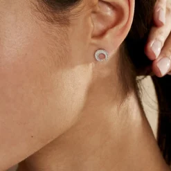 Boucles D'oreilles Puces Vaea Argent Blanc