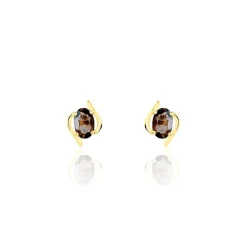 Boucles D'oreilles Puces Vrille Ovale Or Jaune Quartz