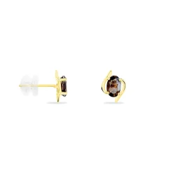 Boucles D'oreilles Puces Vrille Ovale Or Jaune Quartz