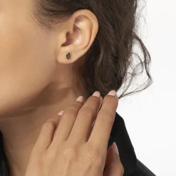 Boucles D'oreilles Puces Vrille Ovale Or Jaune Quartz