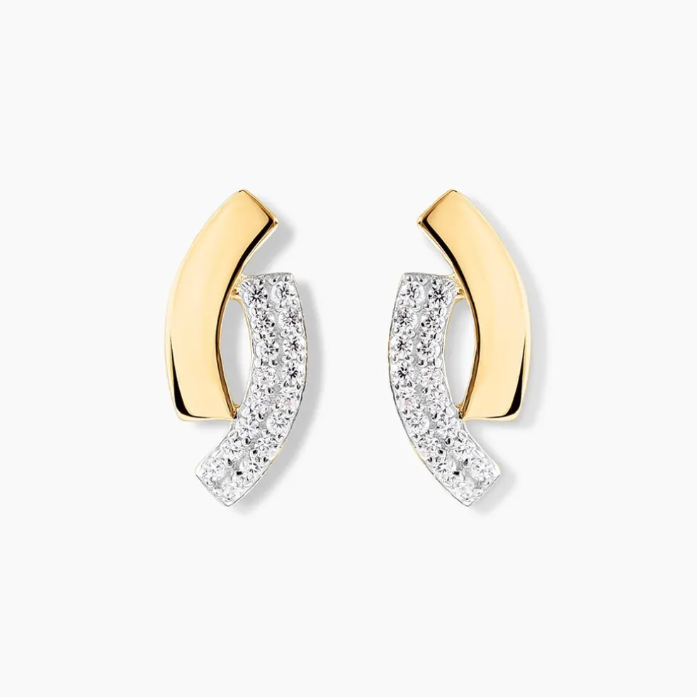 Boucles D'oreilles Puces Vero Or Jaune Oxyde De Zirconium