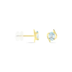 Boucles D'oreilles Puces Vrille Ovale Or Jaune Topaze