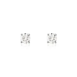 Boucles D'oreilles Puces Victoria Platine Blanc Diamant