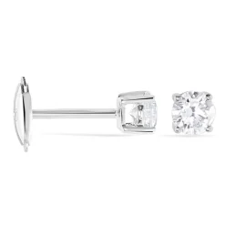 Boucles D'oreilles Puces Victoria Platine Blanc Diamant