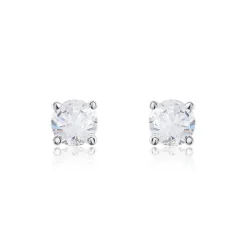 Boucles D'oreilles Puces Victoria Or Blanc Diamant