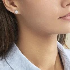 Boucles D'oreilles Puces Verane Argent Blanc Oxyde De Zirconium