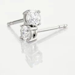 Boucles D'oreilles Puces Victoria Platine Blanc Diamant