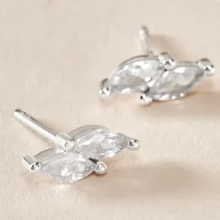 Boucles D'oreilles Puces Winter Sweetness Argent Blanc Oxyde