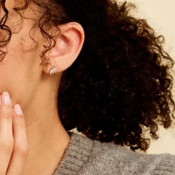 Boucles D'oreilles Puces Winter Sweetness Argent Blanc Oxyde