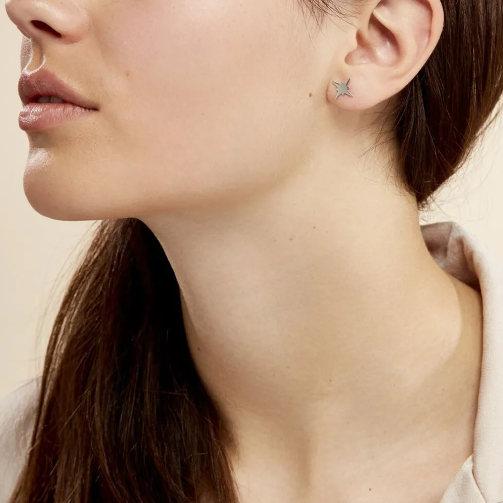 Boucles D'oreilles Puces Wiem Argent Blanc