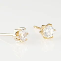 Boucles D'oreilles Puces Yléna Plaqué Or Jaune Oxyde De Zirconium