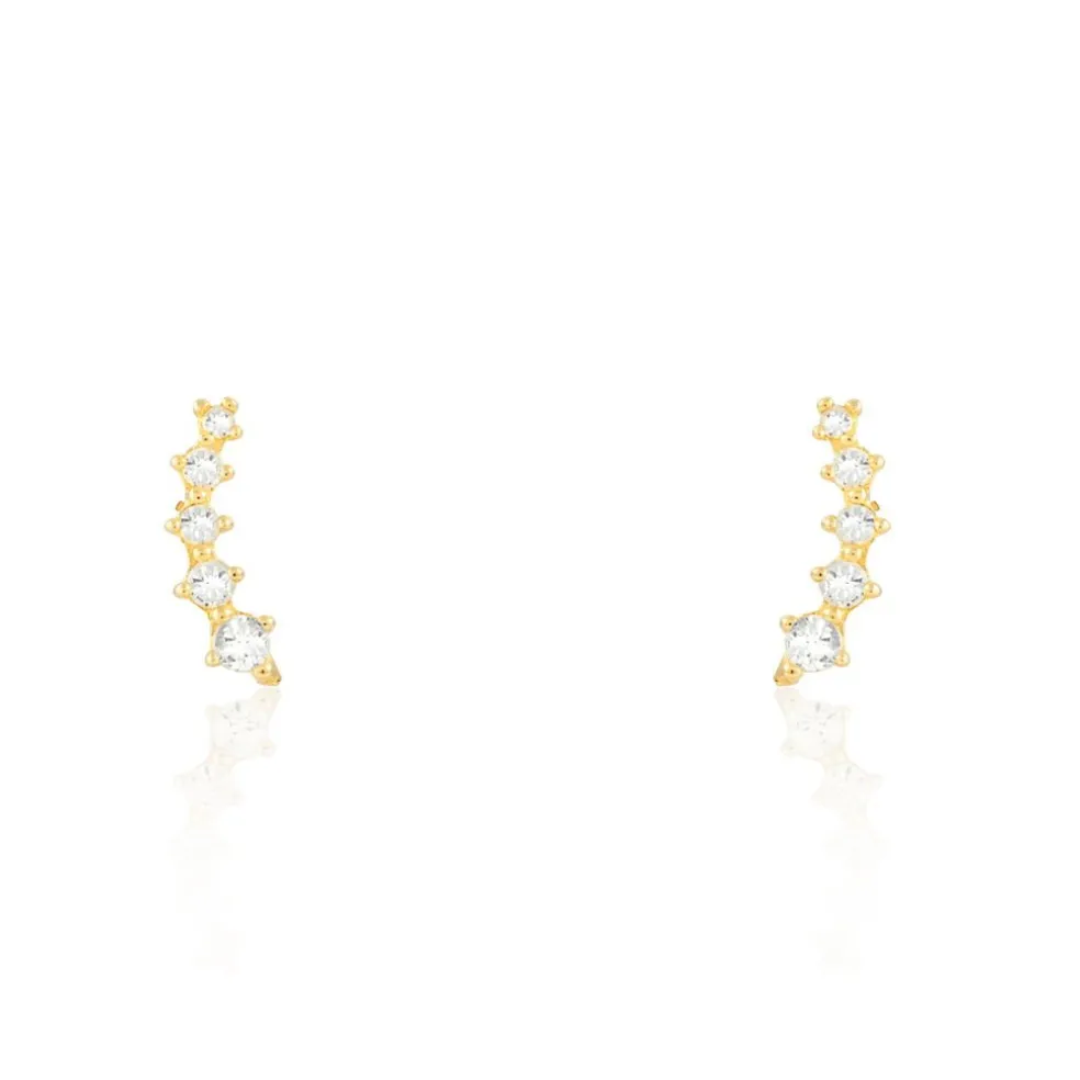 Boucles D'oreilles Puces Youssa Barrettes Or Jaune Oxyde De Zirconium