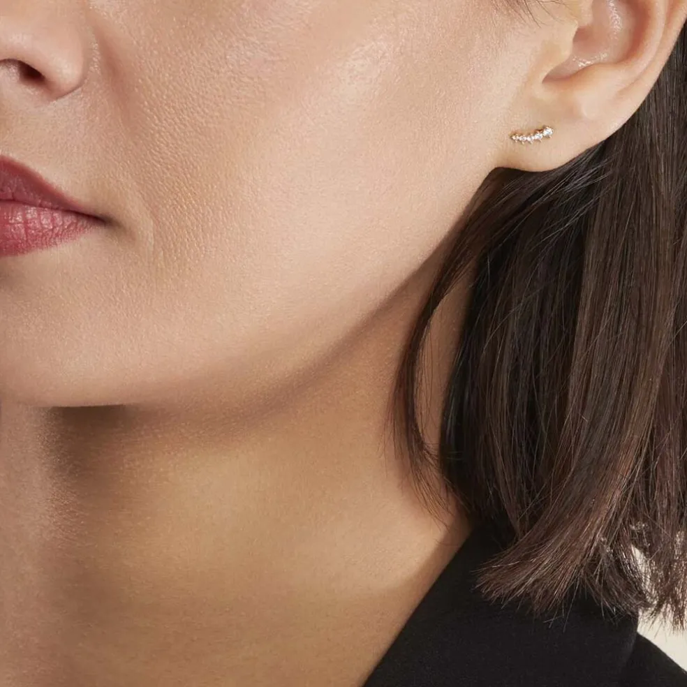 Boucles D'oreilles Puces Youssa Barrettes Or Jaune Oxyde De Zirconium