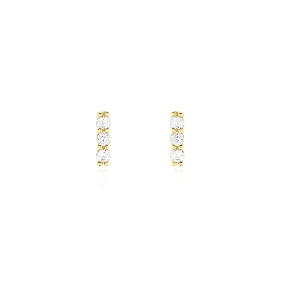 Boucles D'oreilles Puces Youssa Barrettes Or Jaune Oxyde De Zirconium