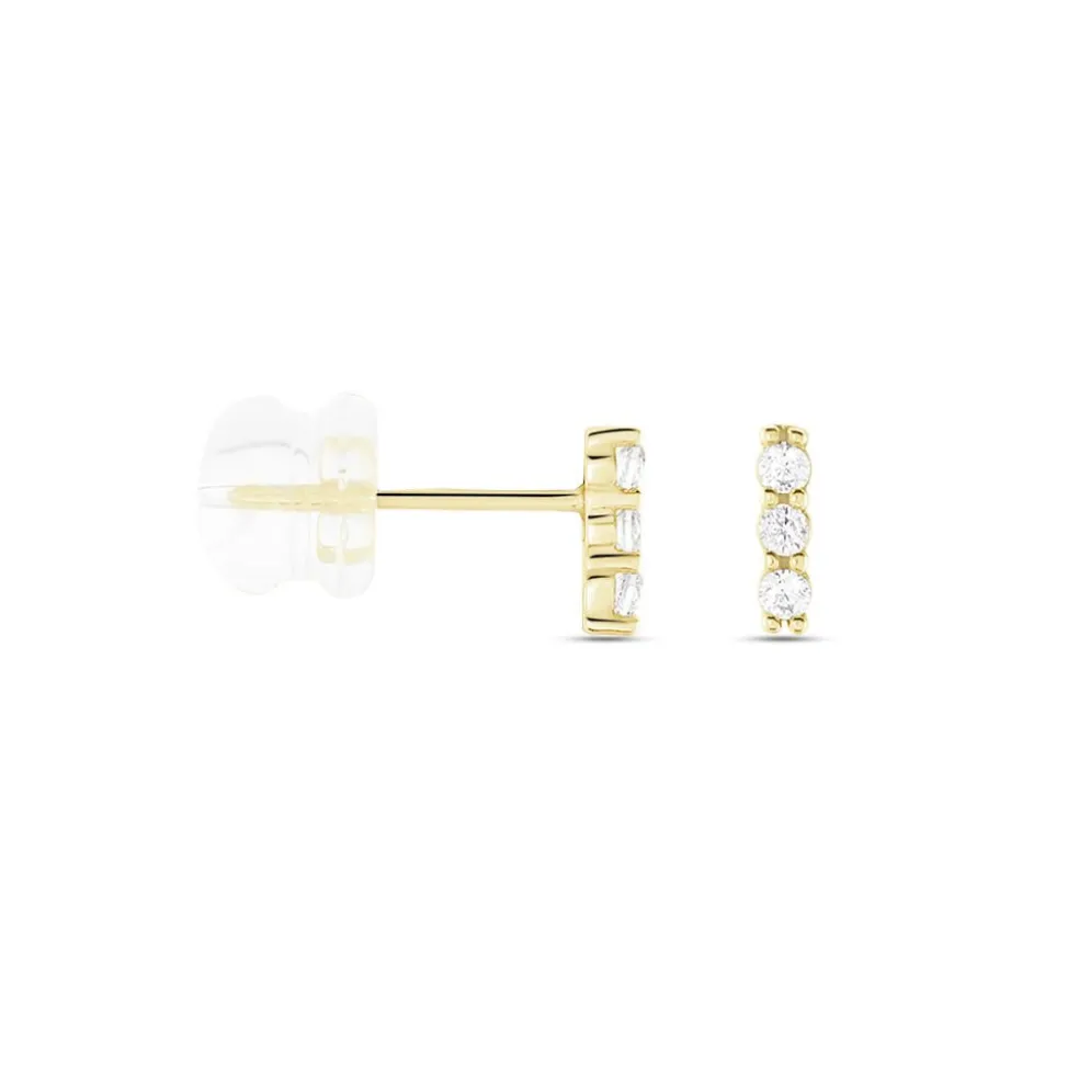 Boucles D'oreilles Puces Youssa Barrettes Or Jaune Oxyde De Zirconium