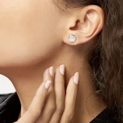 Boucles D'oreilles Puces Yesim Argent Blanc Oxyde De Zirconium