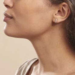 Boucles D'oreilles Puces Youssa Barrettes Or Jaune Strass