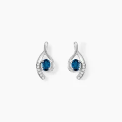 Boucles D'oreilles Sagesse Or Blanc Topaze Oxyde