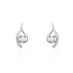 Boucles D'oreilles Sagesse Or Blanc Topaze Oxyde