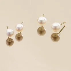 Boucles D'oreilles Suki Or Jaune Perle De Culture