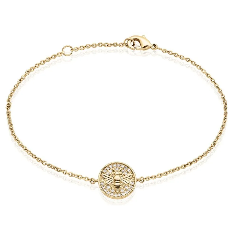 Bracelet Abelha Plaqué Or Jaune Oxyde De Zirconium