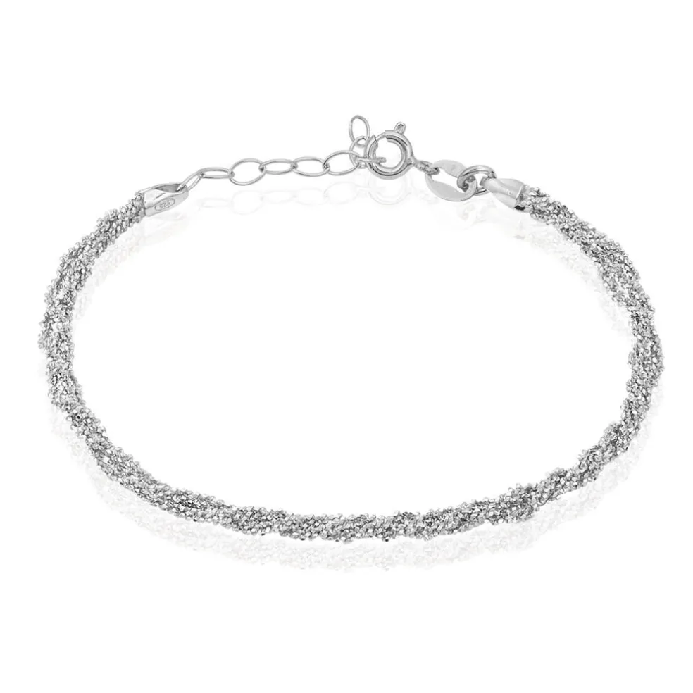 Bracelet Abie Torsade Argent Blanc