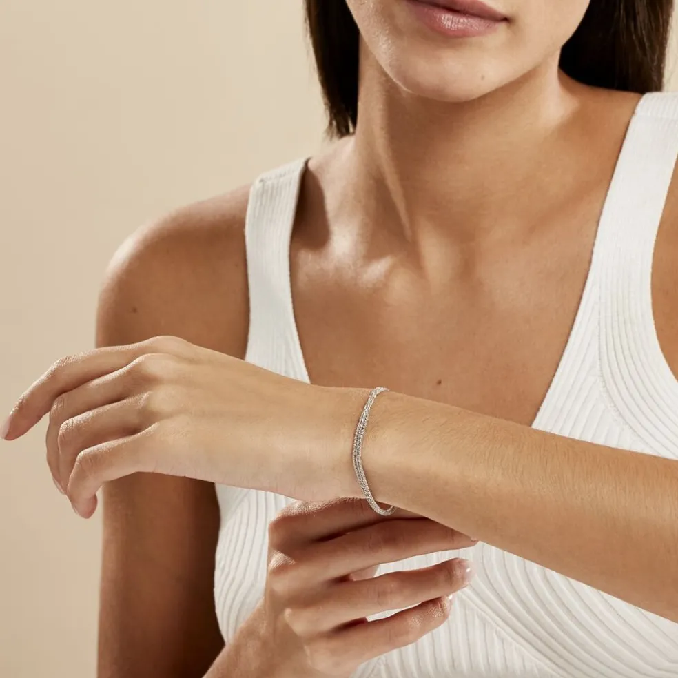 Bracelet Abie Torsade Argent Blanc