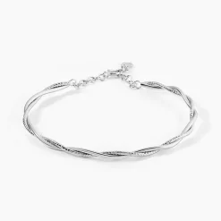 Bracelet Abie Torsade Argent Blanc