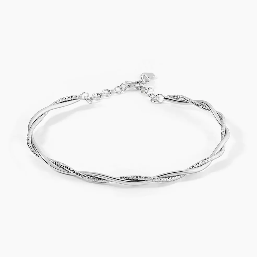 Bracelet Abie Torsade Argent Blanc