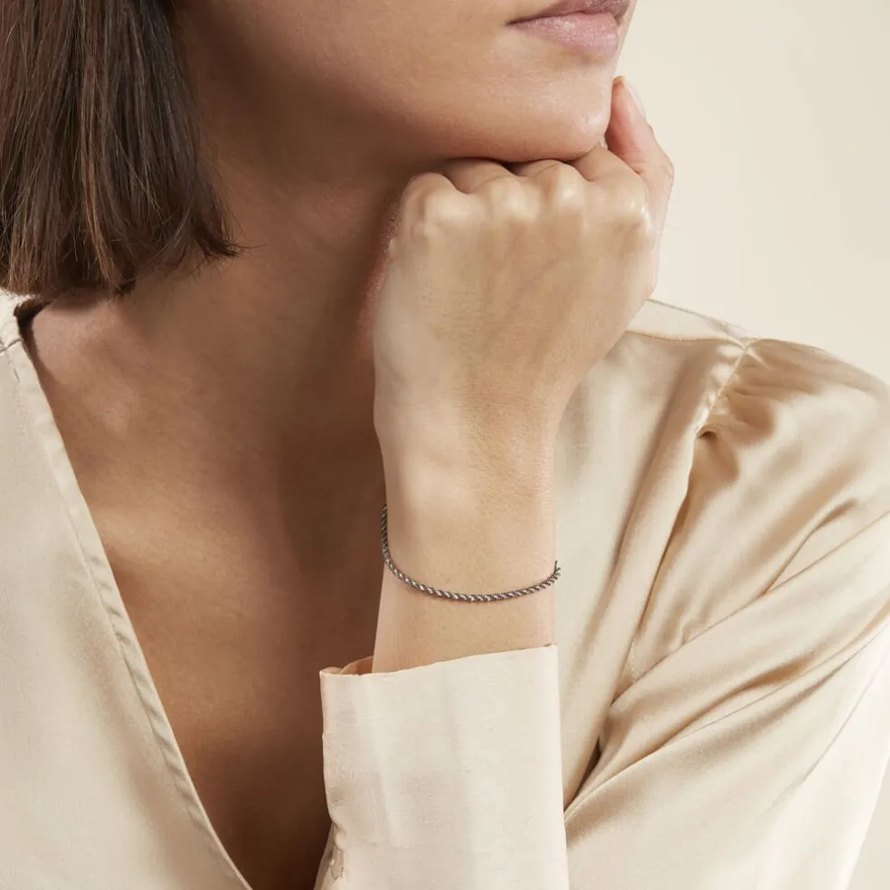 Bracelet Abie Torsade Argent Bicolore