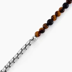 Bracelet Acier Blanc Christiano 艙il De Tigre Onyx