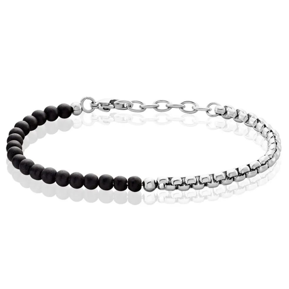 Bracelet Acier Blanc Christiano Onyx