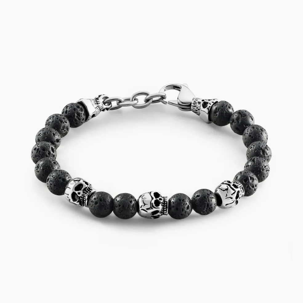 Bracelet Acier Blanc Hantz Pierre De Lave