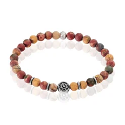 Bracelet Acier Huguesi Boules Oeil De Tigre