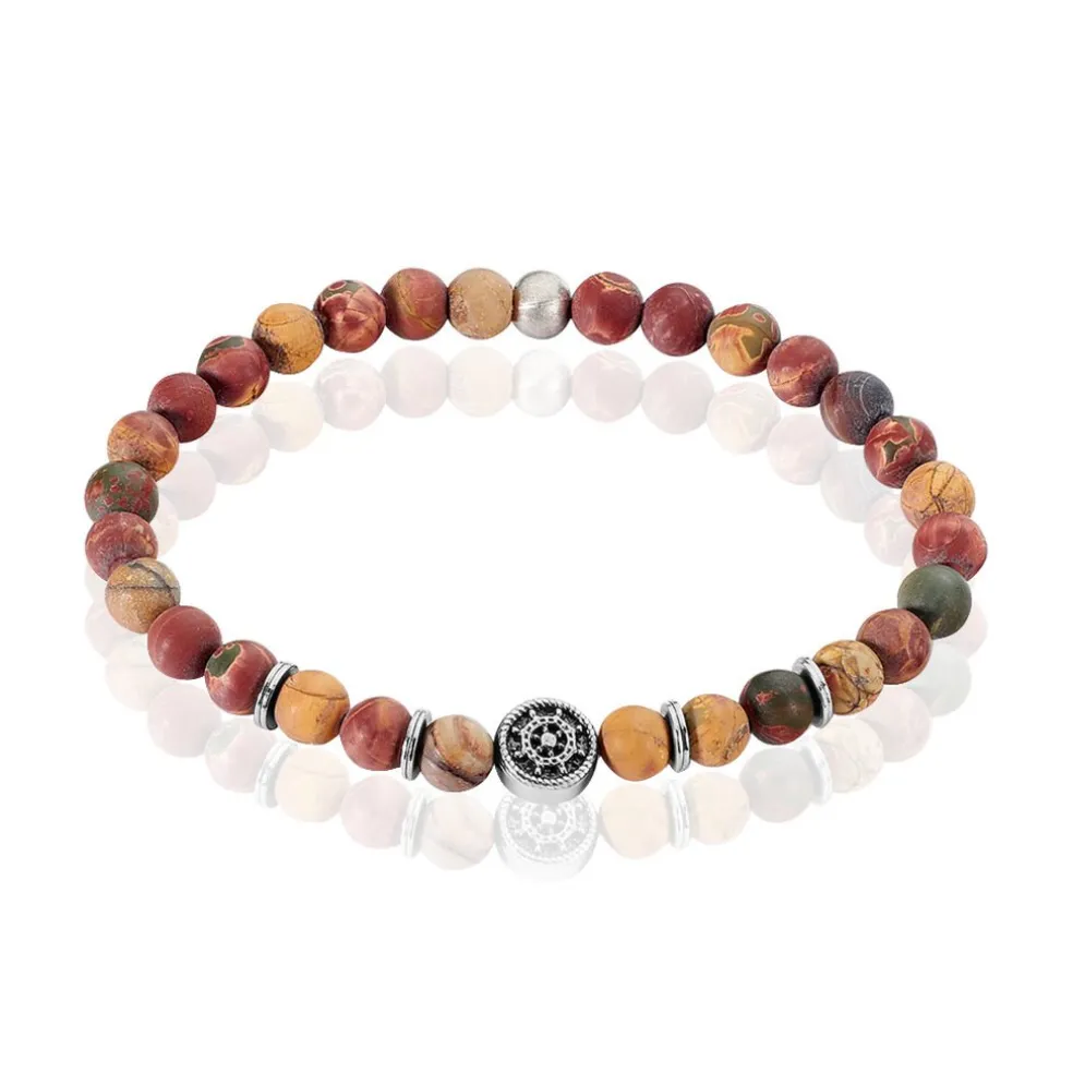 Bracelet Acier Huguesi Boules Oeil De Tigre