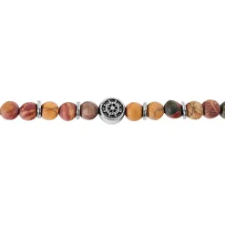 Bracelet Acier Huguesi Boules Oeil De Tigre