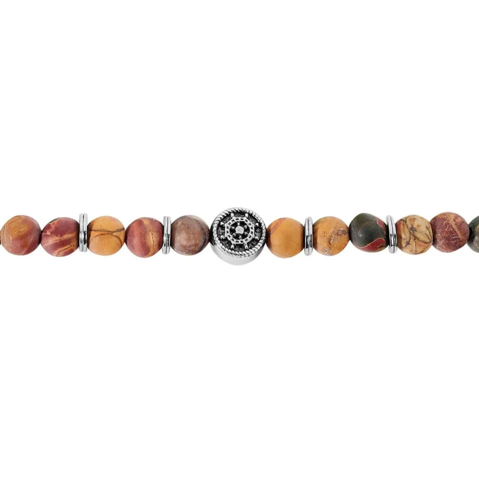 Bracelet Acier Huguesi Boules Oeil De Tigre