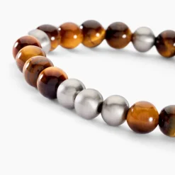 Bracelet Adonis Acier Blanc Oeil De Tigre