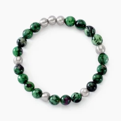 Bracelet Adonis Acier Blanc Unakite
