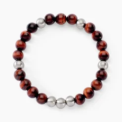 Bracelet Adonis Acier Blanc Oeil De Tigre