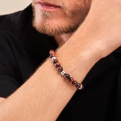 Bracelet Adonis Acier Blanc Oeil De Tigre