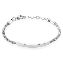 Bracelet Aedan Maille Popcorn Acier Blanc