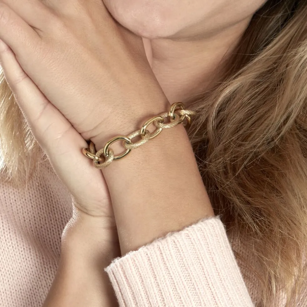 Bracelet Aelia Maille Alternee Acier Jaune