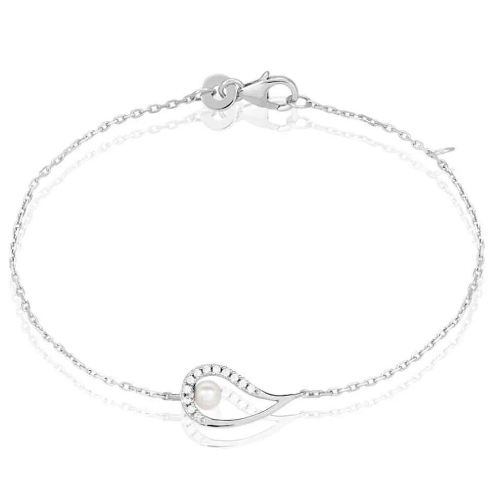 Bracelet Akiko Argent Blanc Perle De Culture Et Oxyde De Zirconium