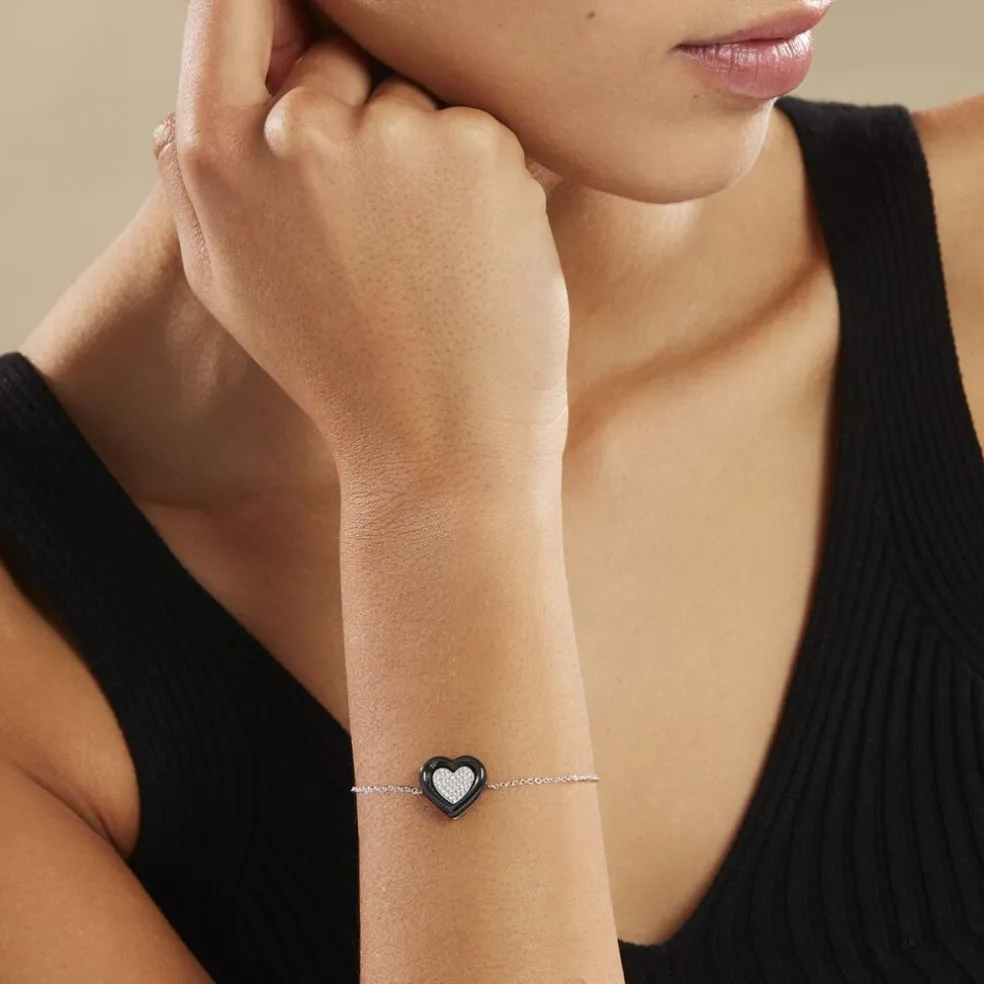 Bracelet Ana-paula Argent Blanc Céramique Et Oxyde De Zirconium