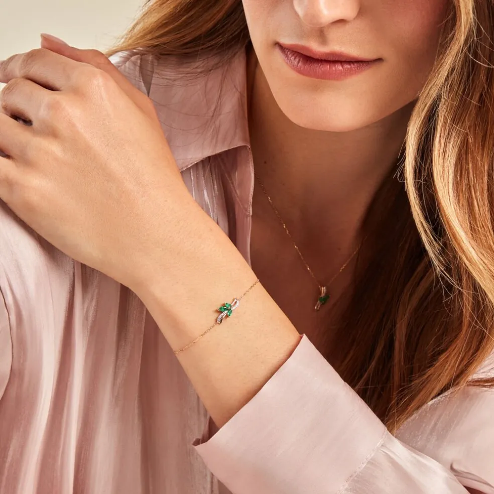 Bracelet Angie Or Jaune Emeraude Diamant
